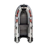 270/330cm Inflatable Boat, Tender with Rigid Aluminium Alloy Floor, 0.9mm PVC for 3/4 Adults+ 1 Kid Black and Orange Dinghy (330cm)