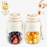 Portable Wireless Juicer Cup, 1300ML USB Rechargeable Smoothie Maker with 38-Blade Mixing System, Cordless Juice Mixing Cup for Fruits, Vegetables, Gym, Travel and Kitchen(White,2)