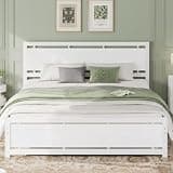 LIKIMIO California King Bed Frame with Headboard and Footboard, Metal Strong Supports, Easy Assembly, Noise-Free, No Box Spring Needed, White