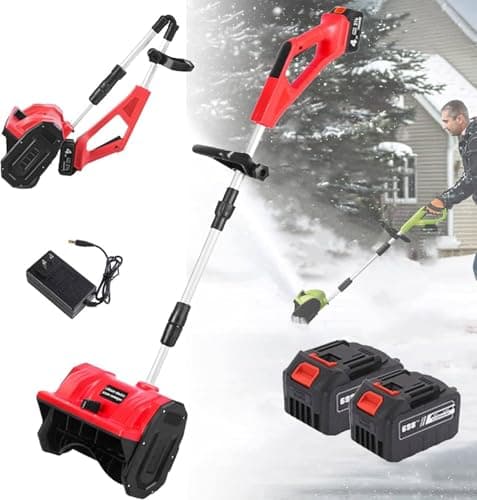 Electric Snow Shovel, Superhandy Snow Thrower/Power Shovel, Cordless Snow Shovel, Electric Shovel for Snow Removal, Portable Rechargeable (2 Batteries) Red