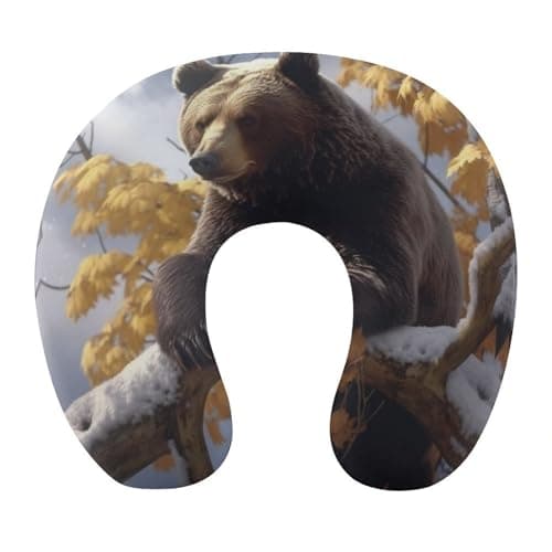 HJKBCV Bear on The Branch Travel Pillow Comfortable Travel Neck Pillow U Shape Portable Headrest Office Napping Pillow Great for Airplane Chair Car Home Office