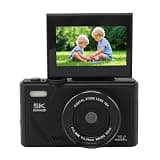 Tbest 5K Digital Camera 75MP HD 18X Zoom Autofocus Retro Mirrorless with 3 Inch Screen for Travel Photography (Black)