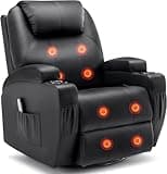 Korser Recliner Chair, Rocking Chair with Massage and Heat, 360° Swivel Recliner Chairs for Adults, Rocker Manual Recliner with Remote Control and Cup Holder for Living Room, Bedroom, Nursery