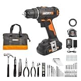 Worx 20V Cordless Drill Driver, 84pc Accessory Kit, Variable 2-Speed, 265 In-Lbs Torque, 20+1 Clutch, Lightweight, Compact, 3/8-Inch Keyless Chuck - Battery & Charger Included