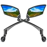 BriskMore Handlebar Bike Mirror - Crystal Clear HD Glass, 360° Adjustable&Foldable Mirror for Safe Riding, Wide Angle Rearview for E-Bikes, Mountain Bikes & Scooters,Bicycle Mirrors,1 PAIR