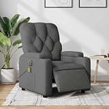 HBFDSFG Electric Massage Recliner Chair with 135 Degree Tilt, Dark Gray Fabric, 6 Massage Points, Vibration Function, Cup Holders and Side Pocket