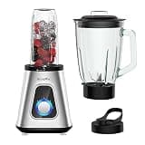 BioloMix 1300W Stand Mixer, 2 Speeds, Pulse Function, 1.5L Glass Blending Jar, 600ml Cup, with Stainless Steel Blade for Smoothies, Sauces,Baby Food (SF701)