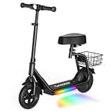 iScooter 2-in-1 Kids Electric Scooter ik7,Up to 12mph&10Miles Range,250W Motor, Headlight & Brake Taillight, Removable Seat&Basket, Smart App Parental Control,Electric Scooter for Kids Ages 10-14