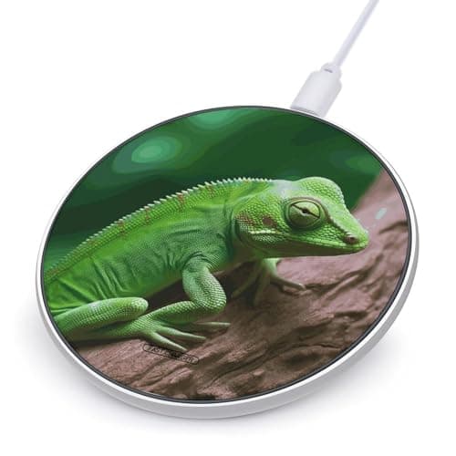 Green Lizard Wireless Charger 10W Max Fast Wireless Charging Pad Lightweight Charging Station Portable Ultra Slim Charger Mat for Most Phone for Travel Home Office Desk