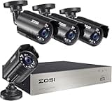ZOSI 8CH 3K Lite Home Security Camera System Outdoor Indoor, AI Human/Vehicle Detection, Night Vision, 4pcs 1920TVL 1080P Metal CCTV Cameras, Remote Access, H.265+ 8 Channel Video DVR No Hard Drive