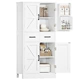 TEENFON 53" H Pantry Cabinet with 2 Drawers, Kitchen Storage Cabinet with 4 Door Shelves, Kitchen Pantry for Living Room, Dining Room, Bathroom, White