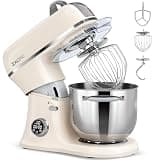 ZACME 7 Quart Stand Mixer Aluminum Die Casting, 650W 12 Speed Tilt-Head Kitchen Electric Stand Mixer, Household Food Mixer with Stainless Steel Bowl, Dough Hook, Whisk and Beater (Cream)