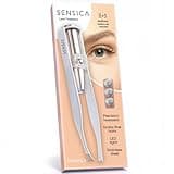 Sensica Eyebrow Tweezers with Light – LED Lighted Tweezers for Women Facial Hair – Precision Eyebrow Plucking Slant Tip Stainless Steel Tweezer with Long Arms & 3 Extra Batteries