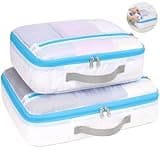 Cambond See Through Mesh Packing Cubes for Travel Women - 2 Set Travel Packing Cubes with Front Mesh Pocket for Small Items, Lightweight Luggage Packing Organizer for Suitcase Organizer