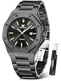 OLEVS Mens Black Watch Luxury Watches for Men Stainless Steel Waterproof