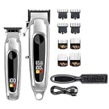 DAXXIN Hair Clippers, 2PCS Professional Electric Hair Clipper Set Rechargeable Cordless Trimmer for Men