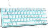 Snpurdiri Gaming Keyboard 60% Mechanical Gaming Keyboard, Ice Blue LED Backlit 61 Keys Mini Wired Office Keyboard for Windows Laptop PC Mac (White, Blue Switches)