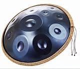 Vibrant Electroplated Blue 22 Inch 10-Note D Minor Handpan Drum, Premium Stainless Steel 440HZ Tuned Hand Drum for Yoga Meditation, Sound Therapy & Music Gift with Carry Bag, Mallets and Stand