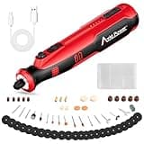 AVID POWER Cordless Rotary Tool 8V Rechargeable Grinding Tool for Dog Nail, 5 Speeds, 60 Pcs Accessories for Carving, Engraving, Sanding, Polishing and Cutting (Light Red)