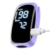 Fingertip Pulse Oximeter, Rechargeable Pulse Oximeter, Finger Pulse Oximeter, Blood Oxygen Meter Finger, Pulse OX with Lanyard, Oximetro for Sports Outdoors Aviation Use Only (Purple)