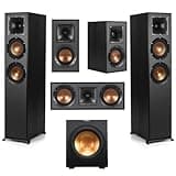 Klipsch Reference 5.1 Home Theater Pack with 2X R-620F Floorstanding Speaker, 12SW Subwoofer, 52C Center Channel and -41M Bookshelf, Black