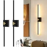 iThird Battery Operated Wall Sconces Set of 2: 10000mAh Rechargeable Wireless Wall Lights, 360° Rotatable Magnetic Wall Lamp, 4CCT Dimmable LED Wall Lighting for Bedroom Living Room Hallway, 31.7in