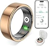 TYUIOL Smart Ring for Women Men,Fitness Tracker Ring with Heart Rate, Sleep Monitoring, Blood Oxygen, Step Counting for iOS and Android, No Subscription Fee, Waterproof (Gold,6)