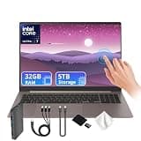 LG Gram Max 17" WQXGA Copilot+PC Touchscreen Laptop, Intel Core Ultra 7 355, 32GB RAM, 5TB Storage (4TB SSD&1TB Dock), Intel Graphics, Backlit Keyboard, Num Pad, Dolby Atmos, Wi-Fi 7, Win 11, Bronze