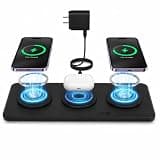 3 in 1 Magnetic Wireless Charger Pad for iPhone 17/16/15/14/13/12 Series, Fast Wireless Charging Station for AirPods 4/3/2 Pro, Raised Charging Pods Design, Magnetic Charging Mat with 24W Adapter