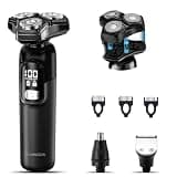 Electric Razor for Men, Magnetic Shavers for Men Face, Wet Dry Mens Electric Razors for Shaving Face, USB-C Rechargeable Multi-Functional Rotary Shaver with Nose Sideburns Hair Trimmer