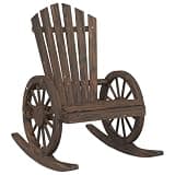 Solid Fir Wood Patio Rocking Adirondack Chair with Ergonomic Seat and Angled Backrest for Gardens, Backyards, Decks, and Pool Sides