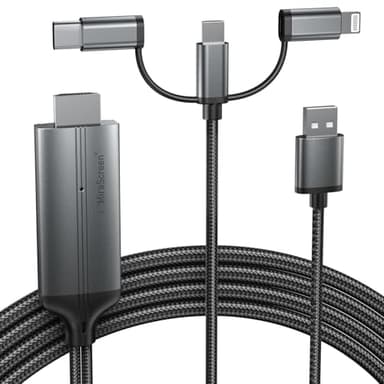 HAPPRUN 3 in 1 Phone HDMI Cable, Lighting HDMI Cable, Phone to Projector Adapter