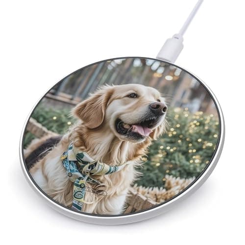 Golden Retriever Dog Wireless Charger Portable Fast Charging Pad Lightweight Wireless Charging Pad 10W Slim Charging Station for Phone Charger Mat for Travel Home Office Desk