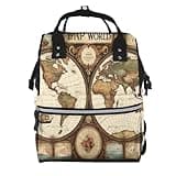 Pioyoku World Map1 Print Diaper Bag Backpack -Multifunction Travel Baby Diaper Bag,Baby Bags For Girls Boys