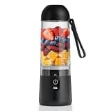TOMUOO Portable Blender, 8 Blades Personal Size Smoothie Blender for Shakes, USB C Rechargeable Juicer Cup with LED Display, Travel Friendly Mini Mixer for Home, Office, Gym, 17oz, Black