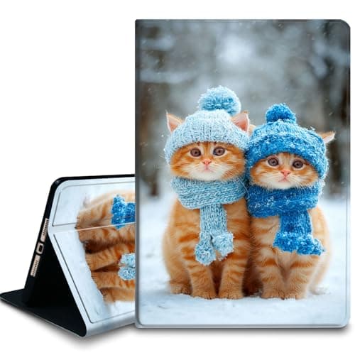 Bxgolkgd Tablet Case for Samsung Galaxy Tab A 10.1 Inch 2016(SM-T580/T585/T587),Shockproof Stand Cover with Heat Dissipation,Auto Wake/Sleep Function,Winter Cute Cat
