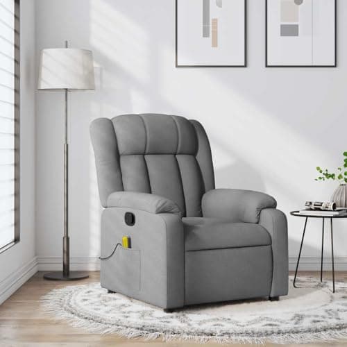 VIHHQGC Light Gray Massage Recliner Chair with 6-Point Vibration, Adjustable Armrests and 135-Degree Reclining for Relaxation, Breathable Polyester Fabric, Compact Design for Living