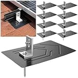 Otoolling 16 Pack Solar Racking Aluminum L Bracket with Flashing for Solar Panel Mounting Pv Module Roof Racking Kit for Asphalt Shingle Composition Roofs Waterproof with Epdm Gasket Hardware(12inch)