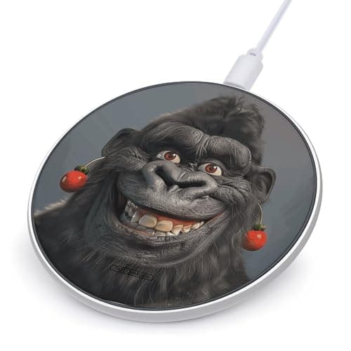 Smiling Gorilla Photo Wireless Charger 10W Max Fast Wireless Charging Pad Lightweight Charging Station Portable Ultra Slim Charger Mat for Most Phone for Travel Home Office Desk
