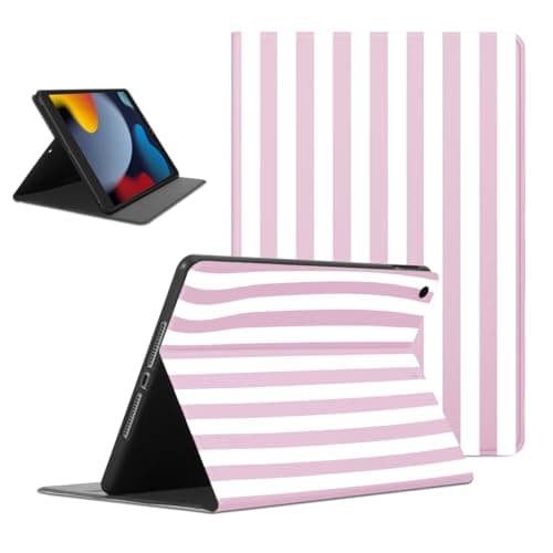 Mrtponk Cute Aesthetic Striped Tablet Case for iPad Air 13" M2 2024, Geometric Vertical Stripes Cute Fashion Simple Line Pattern Cases Slim Lightweight Trifold Stand with Soft TPU Cover for Girl Boy