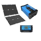 500W Power Inverter Kit with 36W Foldable Solar Panel and 30A Charge Controller, 12V DC to 110V AC Converter with 4 USB Ports and Dual Outlets for RV, Camping, and Emergency Backup (300W-110V)