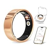 Smart Ring with Heart Rate, Blood Oxygen, Sleep Tracker, Step Tracker, IP68 Waterproof Fitness Tracker Fitness Ring for Women Men, Compatible with iOS & Android (Gold, 7#)