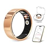 Smart Ring with Heart Rate, Blood Oxygen, Sleep Tracker, Step Tracker, IP68 Waterproof Fitness Tracker Fitness Ring for Women Men, Compatible with iOS & Android (Gold, 7#)