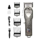 WTYBRMYO Men's Hair Clipper All-Metal LCD Digital Display, Electric Salon Pomade Head, Push-Type Gradient Shaving Tool(Silver)