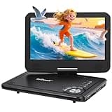 ieGeek Portable DVD Player 12.5", with 10.5" HD Swivel Screen, Car Travel DVD Players 5 Hrs Rechargeable Battery, No Region Restrict Video Player for Kids, Remote Control, Sync TV, USB&SD, Black