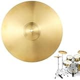 16 in Crash Cymbal for Drum Kit, Brass Construction with Concentric Texture, Golden Polished Finish, Easy Setup with Central Hole, Replacement Part for Beginners and Pros