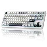 YUNZII YZ87 Gasket Mechanical Keyboard,TKL Wireless Hot Swappable with 5-Layer Padding, BT5.0/2.4G/USB-C NKRO RGB Backlit for Win/Mac(White, Milk Switch)
