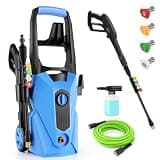 2000PSI Pressure Washer, Electric Portable Power Washer with 4 QC Nozzles and Soap Bottle, Cleaner Machine for Cars/Home/Driveways/Patios/Decks/Fences, Blue