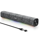 SOULION R100 Bluetooth Computer Speakers with Dynamic LED Light, USB Plug & Play PC Speakers with Switch Button, Clearly Sound Soundbar for Desktop Laptop Monitor(USB-C to USB Adapter Included)