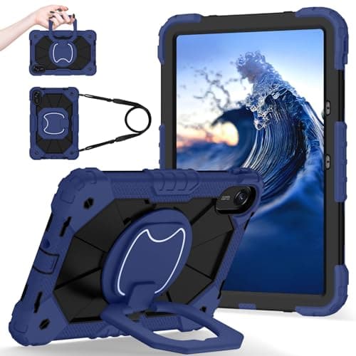 YOUULAR Shoulder Strap Tablet Case for Huawei MatePad 11.5 2024/2023, Heavy Duty Shockproof Protective Cover with Kickstand, Handle, Shoulder Strap for Kids Women Man Navy Blue Black